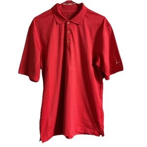 NIKE GOLF Men's Red Tour Performance Vented Dri-Fit Polo Shirt Size Medium EUC